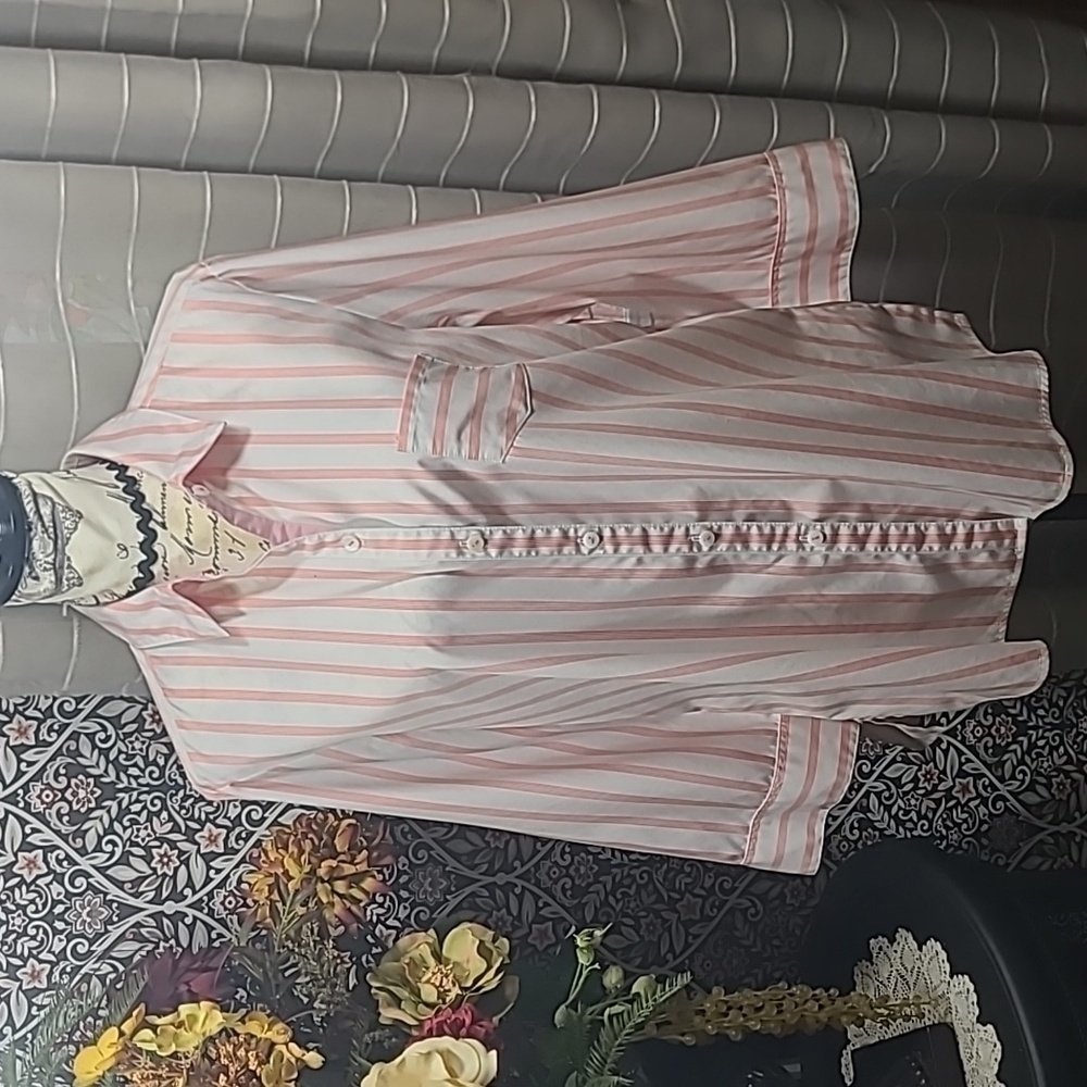 Foxcroft shaped stripped button down blouse - image 1